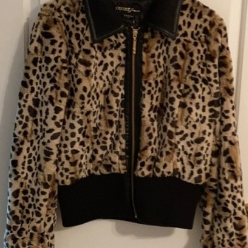 Guess Animal Print Faux Fur Jacket